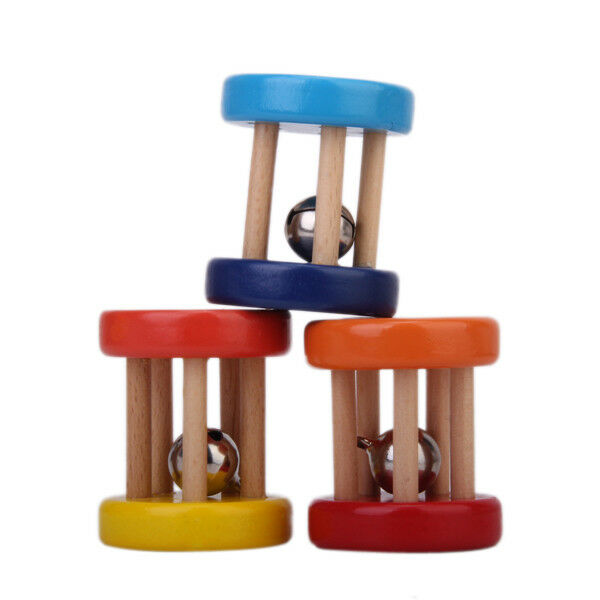 Random 1pc Baby Kids Wooden Cage Rattle Bell Classic Musical Gift Toys