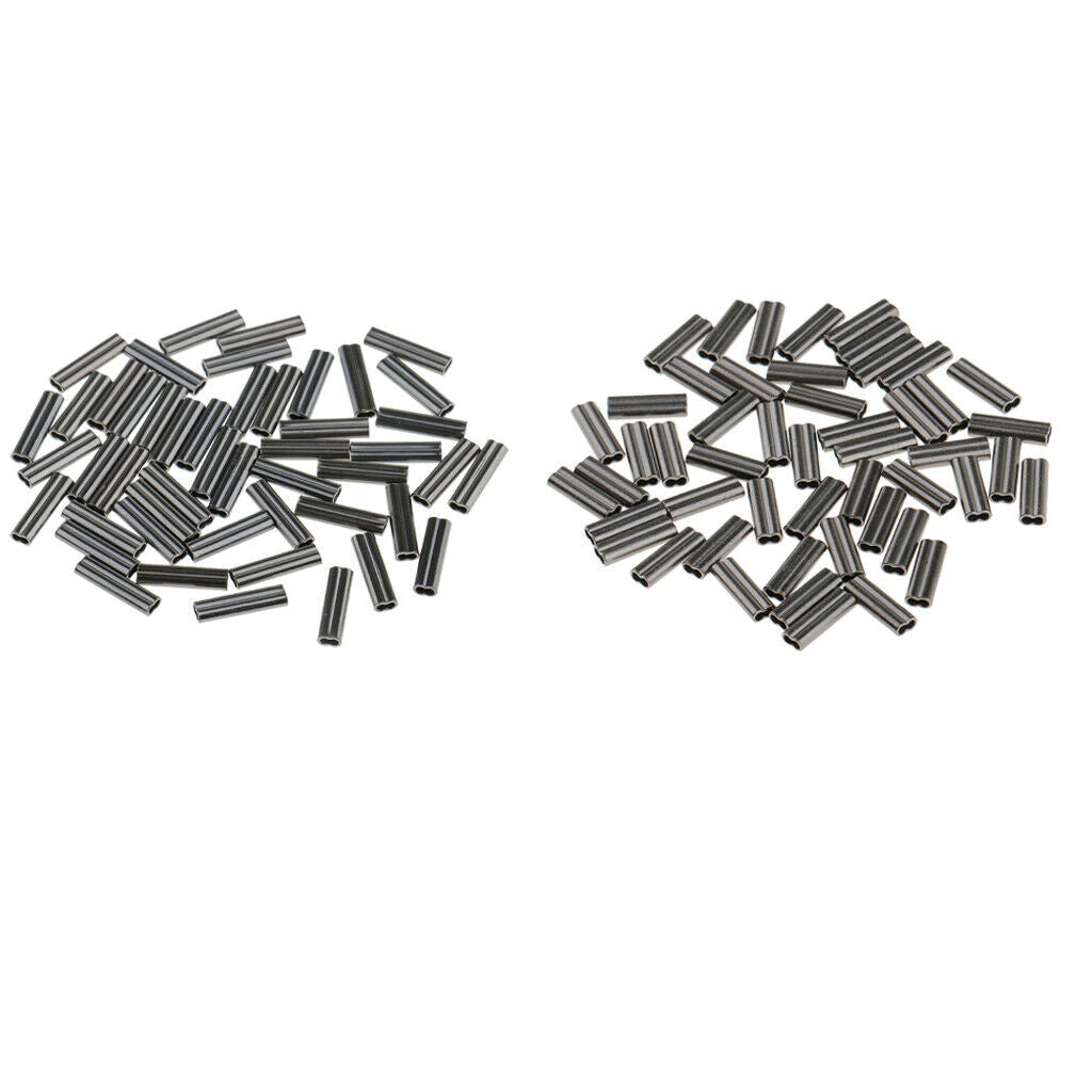 100 Pieces Bore Double Barrel Copper Fishing Clamp Sleeves - 1mm & 0.8mm