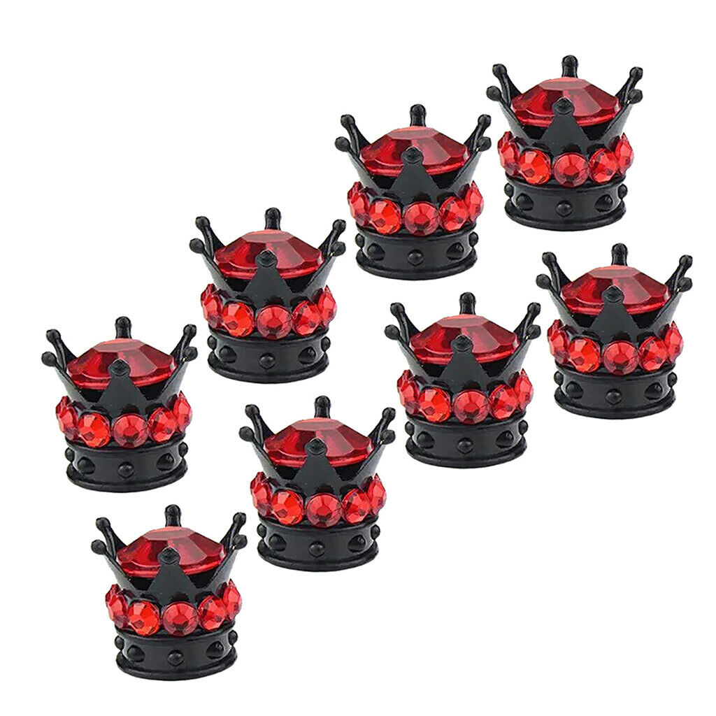 8x Crown Dust Valve Caps Tyre Valve Stems Dust Cap Air Dustproof Cover