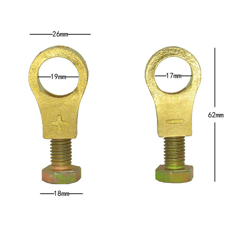 2PC Pure Brass Heavy Duty Battery Top Post Cable Terminal Wire Connector 17-19mm
