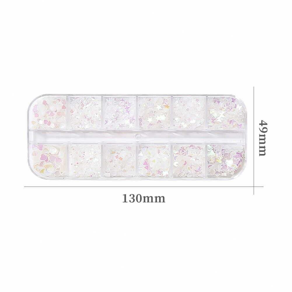 12 Grids Nail Art Stickers Love Stars And Moon Nail Art Butterfly Decorations