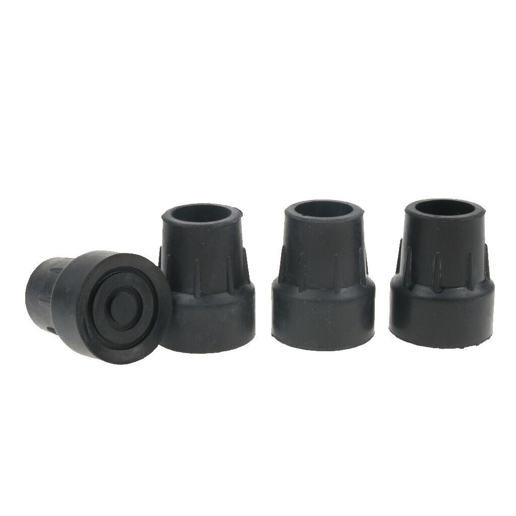 4x 25mm Black Trekking Hiking Pole Rubber Tips Feet Cover End Caps Protector