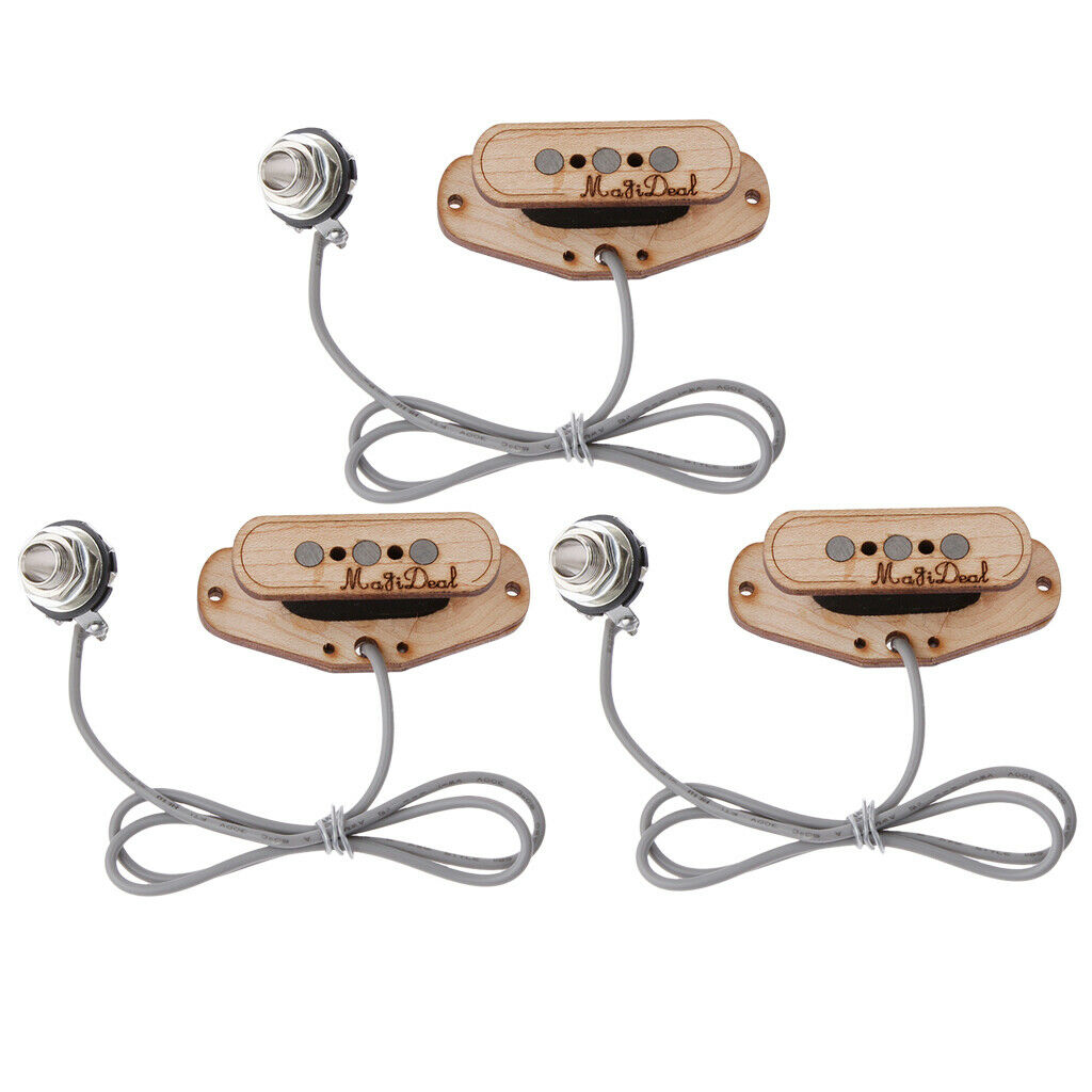 3Pcs 3 String Cigar Box Guitar Pickup + Input   Pre-Wired Piezo Amplifier