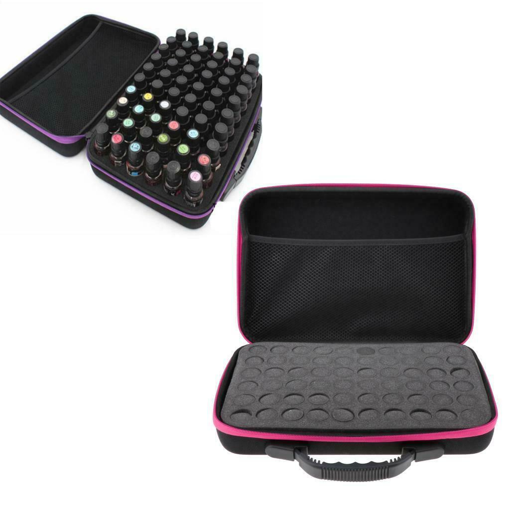 Portable Essential Oils Carrying Case Travel Holds 60 Bottles 5ml-15ml Pink