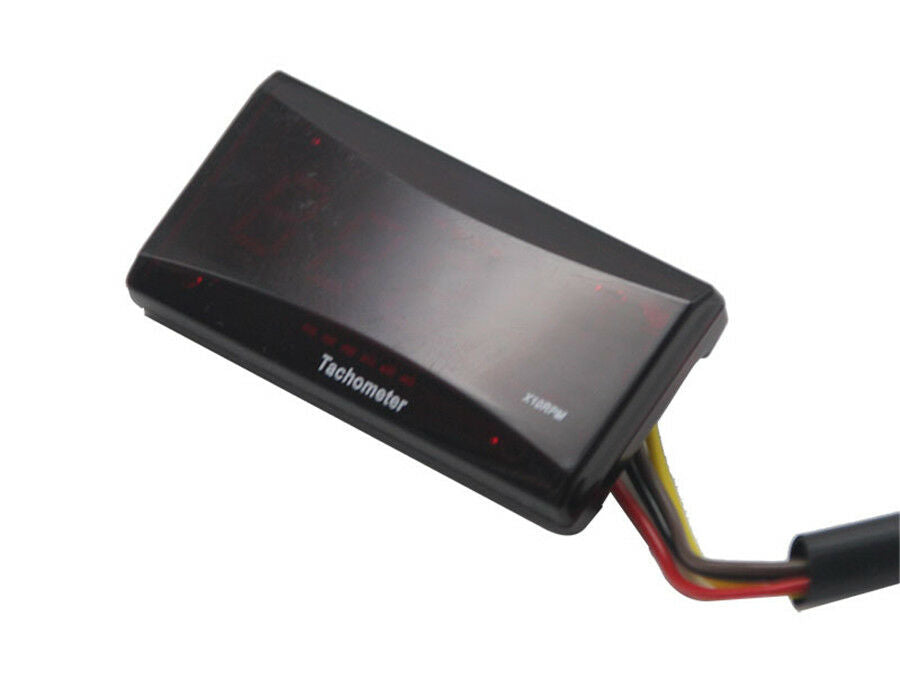 Waterproof Mini Black Tachometer Red Digital LCD Display x10 RPM For Motorcycle