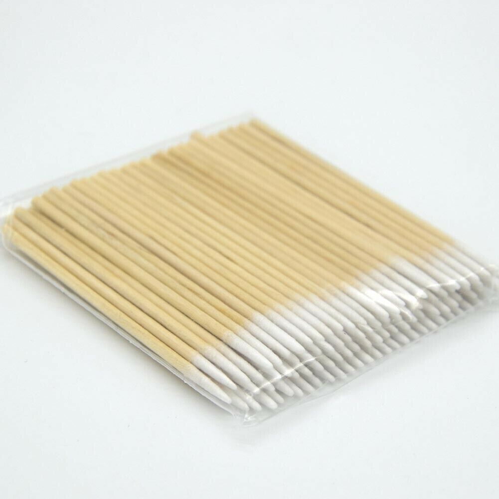 100pcs Cotton Swabs Swab Q-tips 3" Long Wood Wooden Handle Cleaning Applicators