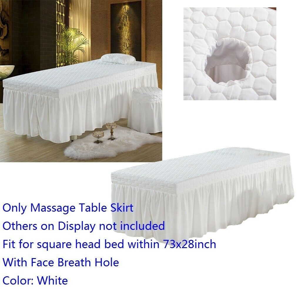 Spa Bed Valance Sheet Cover Beauty Face Table Sheet for Cosmetic White