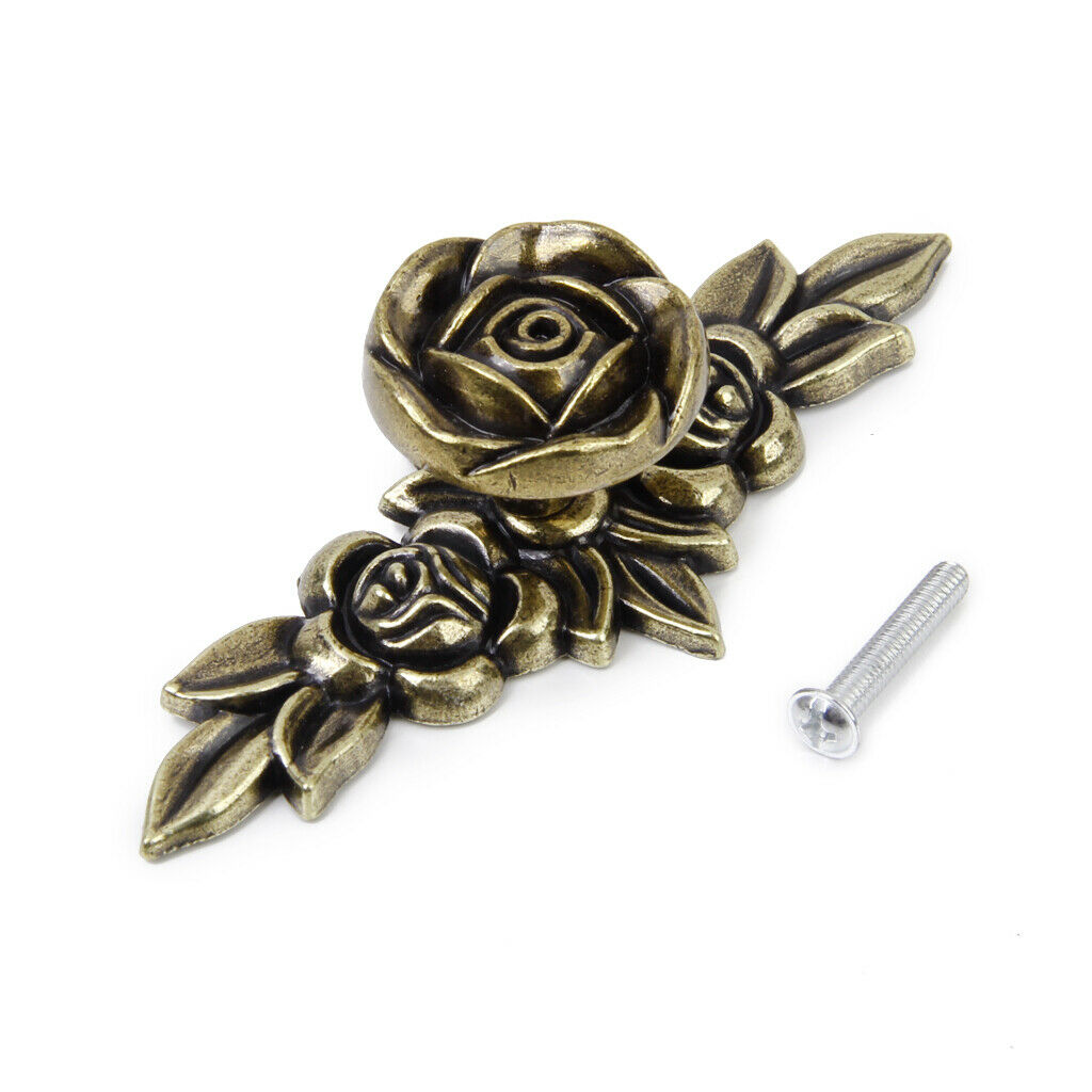 Retro Rose Furniture Handle Drawers Knob for Kitchen Cabinet Door Cupboard