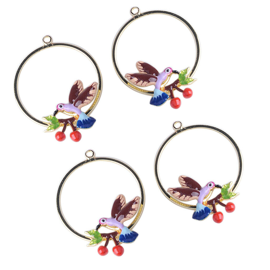4x Cherry Bird Charms DIY Jewelry Pendants Earrings Findings Necklace Decor