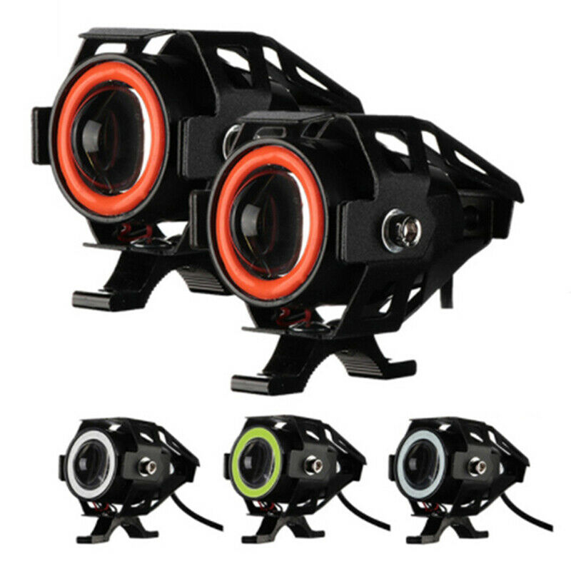 1x 125W U7 Motorcycle LED Headlight Driving Fog Lights Spot Lamps SwitchBDAU