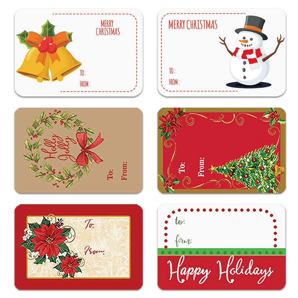 250pcs/roll 6 Designs Christmas Gift Name Tag Adhesive Stickers Seal Label Craft