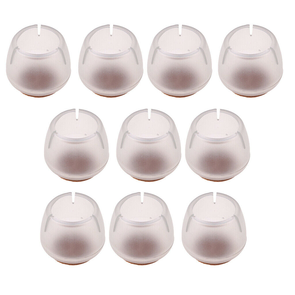 10 Chair Leg Caps Flexible Rubber Floor Protectors Clear Round Leg 12-16mm
