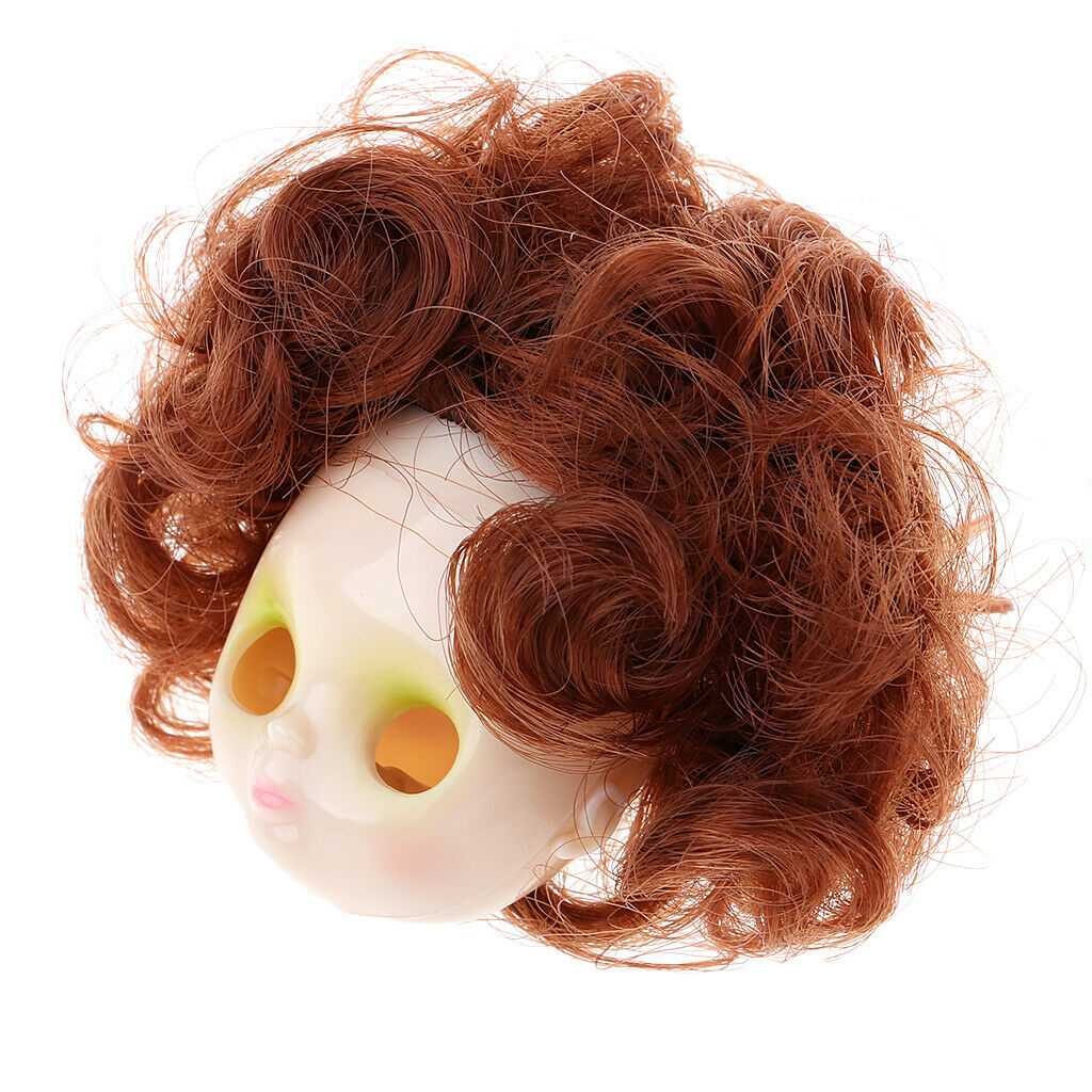 Hand Painted Makeup Faceplate With Curly Wig For Blythe