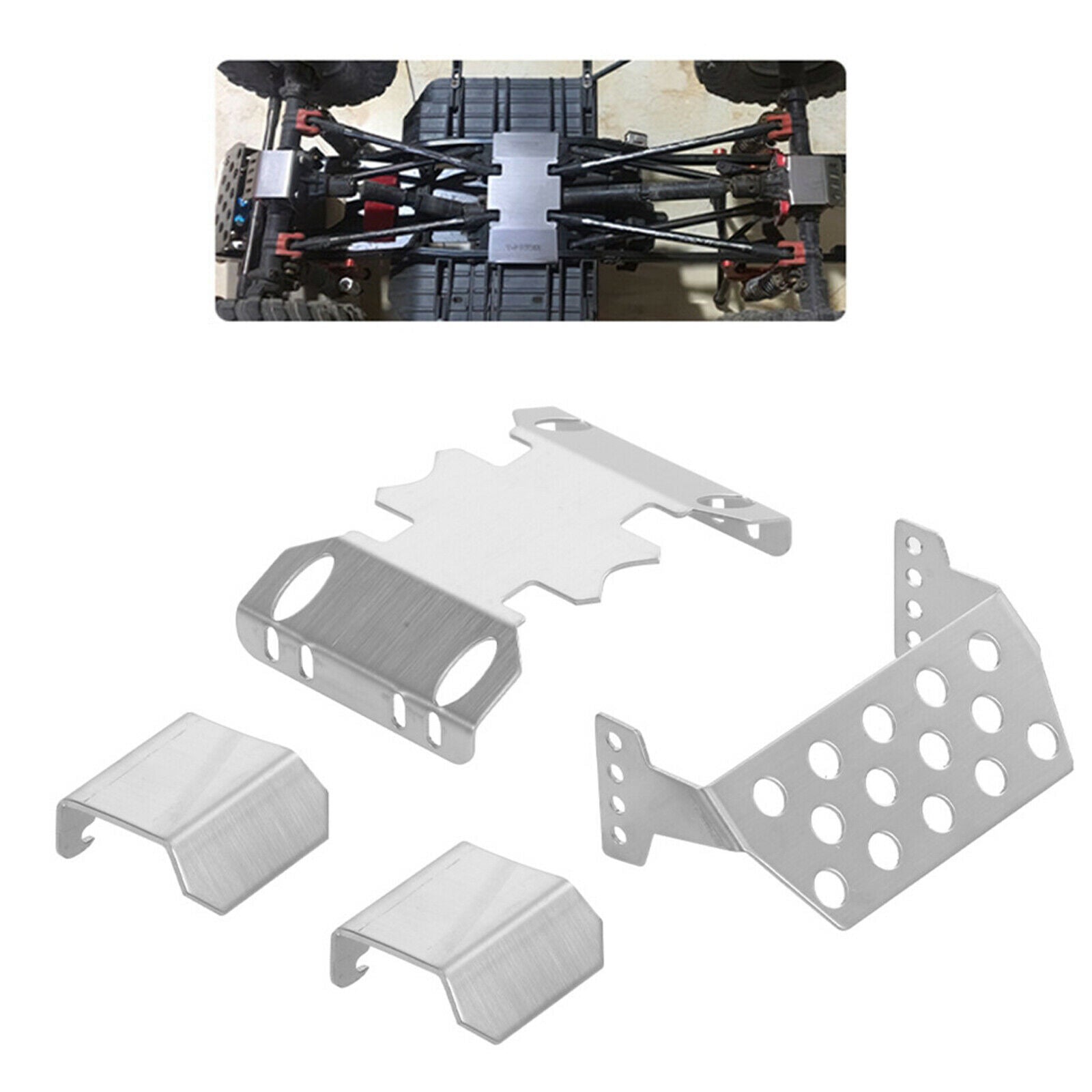 4x Chassis Armor for 1:10 Axial SCX10 II 90046 90047 RC Crawler Buggy Trucks
