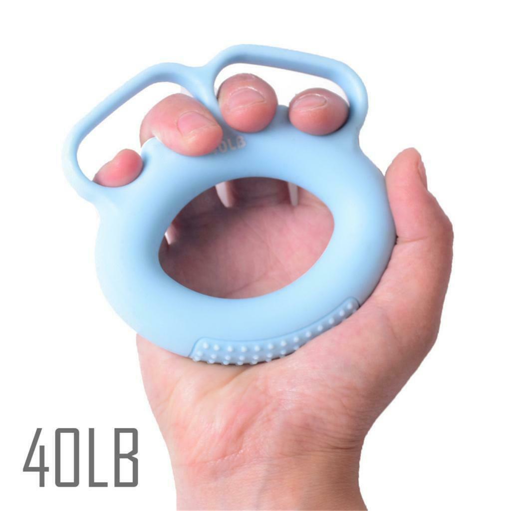 3Pcs Silicone Hand Finger Grip Ring Muscle Power Training Exercise Blue 40LB