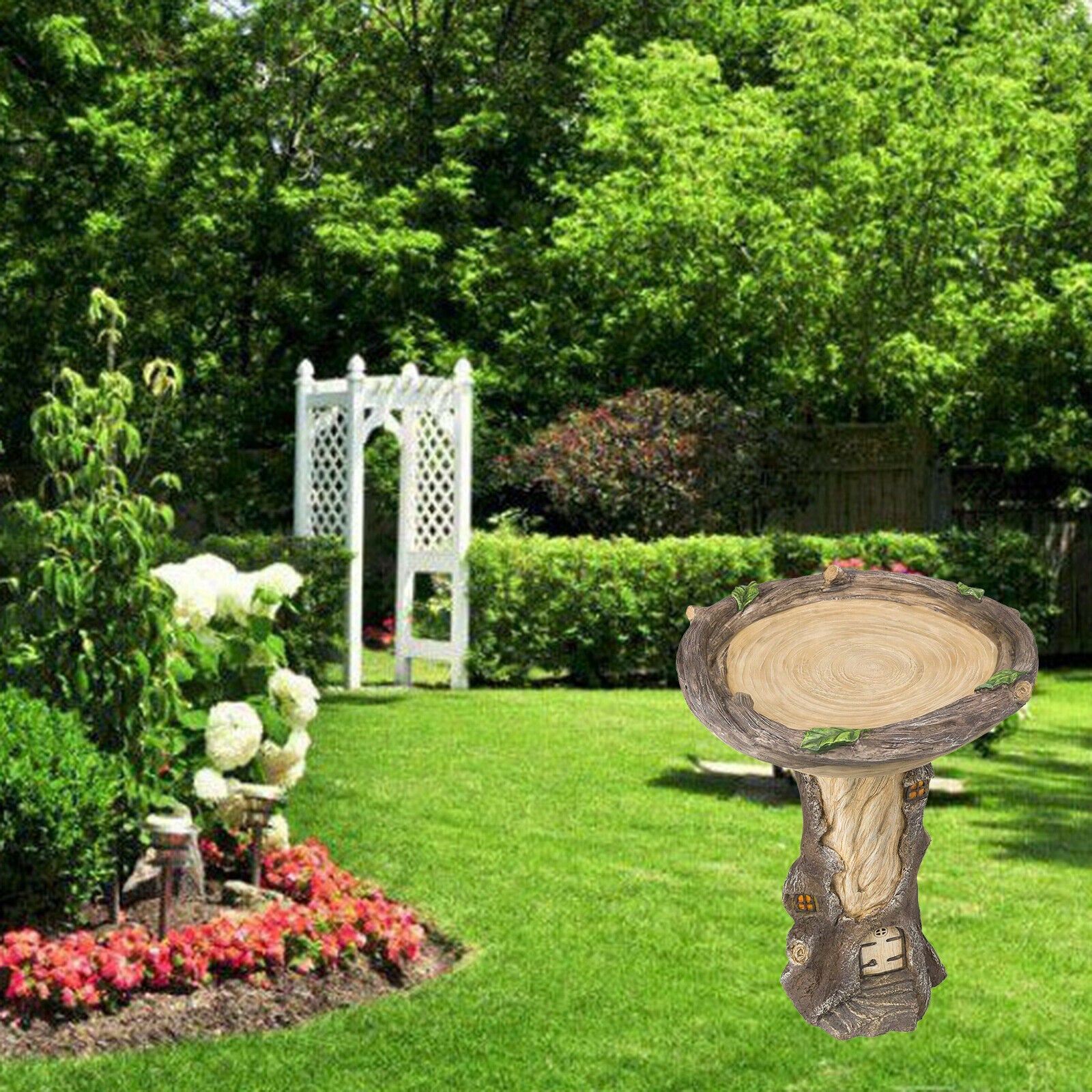 Tree Wild Bird Bath Feeder Bowl Garden Household Decor Statue For Balcony