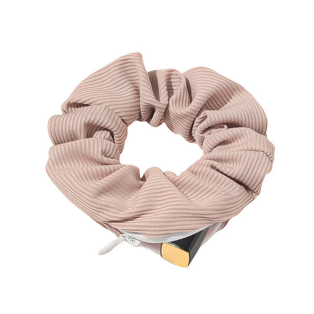 For Women Girls Hair Band with Zipper Pocket Knitting Stripes Elastic Hairbands