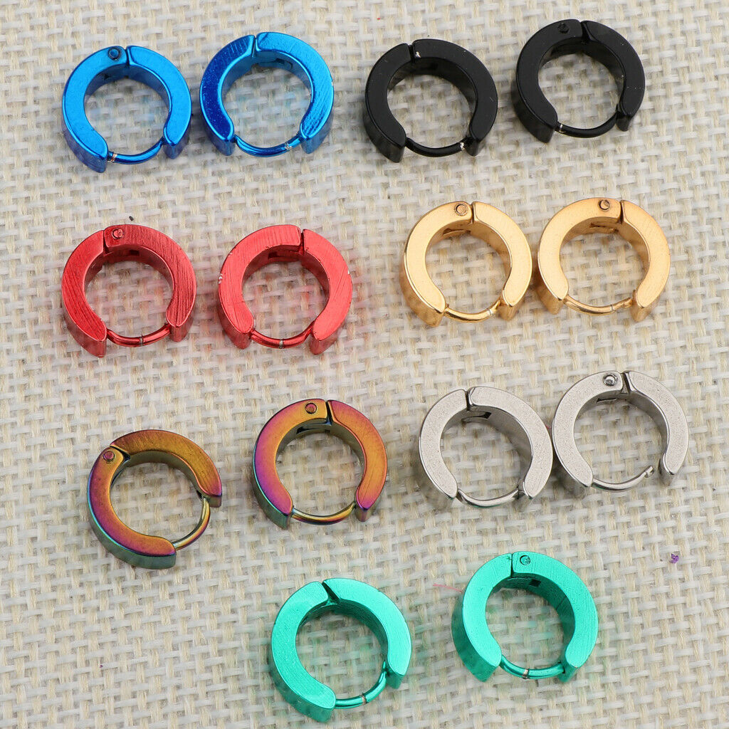 7 Pairs Unisex Huggie Hoop Stud Earrings Jewelry Round Ear Snap Hippy