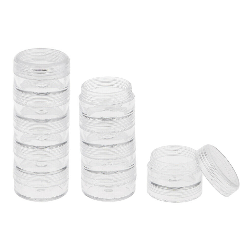 2 Set 5 Storage Clear Container Screw Top Jar For Small Crafts Bead Findings