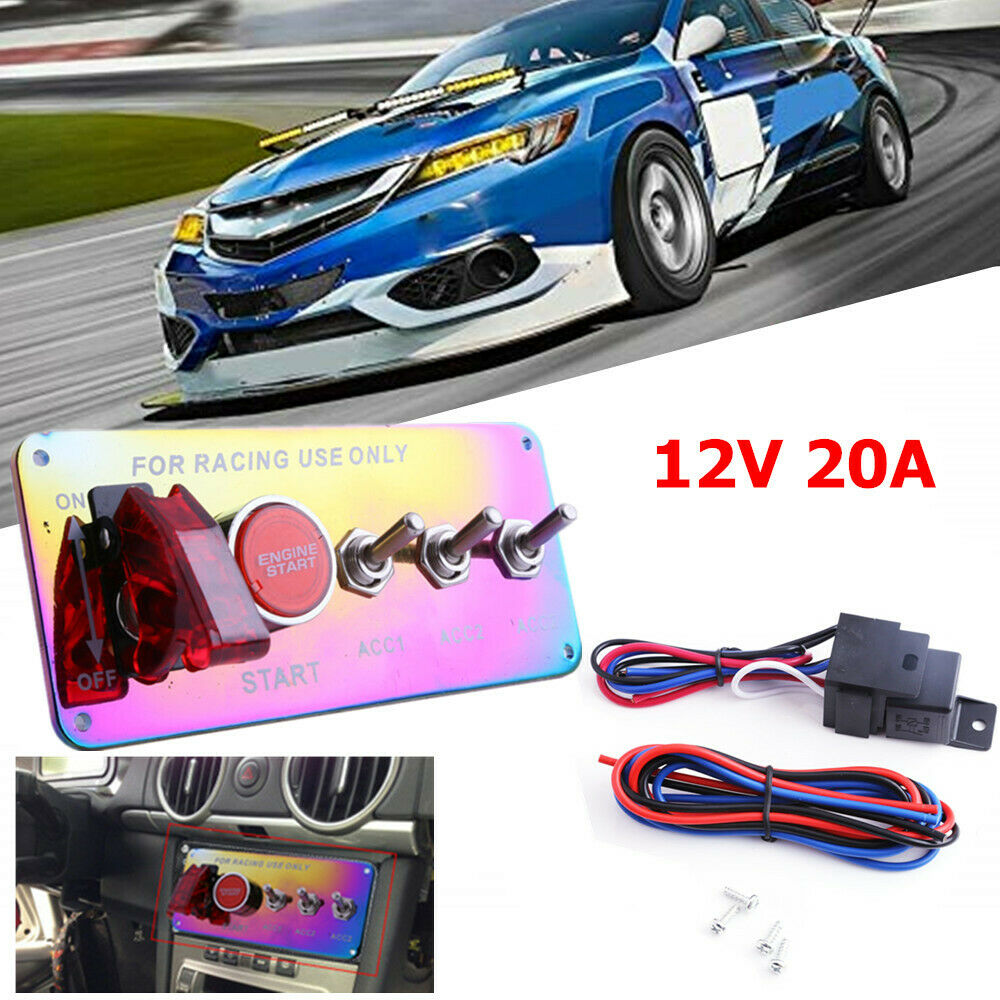 Racing Car LED Toggle Ignition Switch Panel Engine Start Push Button Colorful