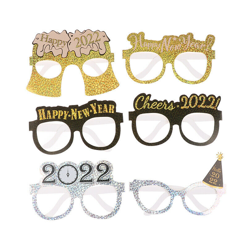 6PCS New Year Paper Glasses Frame 2022 New Year Photo Props Paper Be KX
