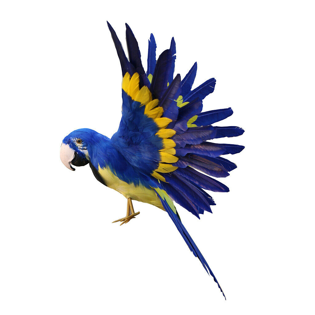 Lifelike Artificial Bird Feather Birds Parrot Blue Yard Garden Lawn Decor