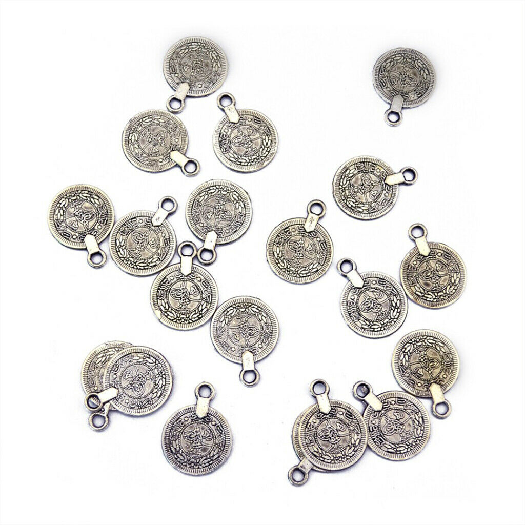 200 Pieces Gypsy Boho Carving Flower Coin Charm for Jewelry Making Pendant