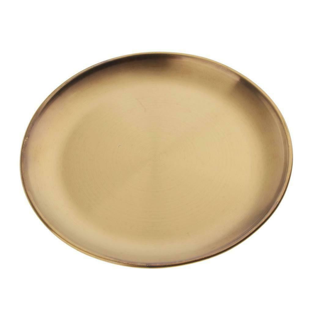 2 Pieces Stainless Steel Dinner Plate Golden Dish Tableware 23cm in Dia