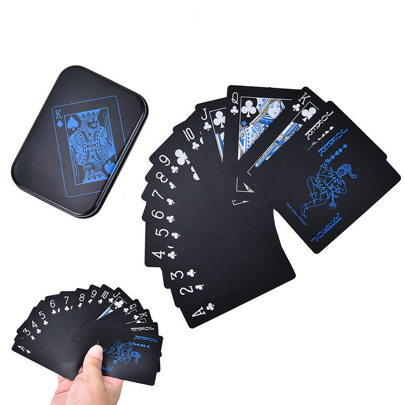 Metal Box Plastic Pvc Black Poker Waterproof Playing Cards Novelty Collection BD