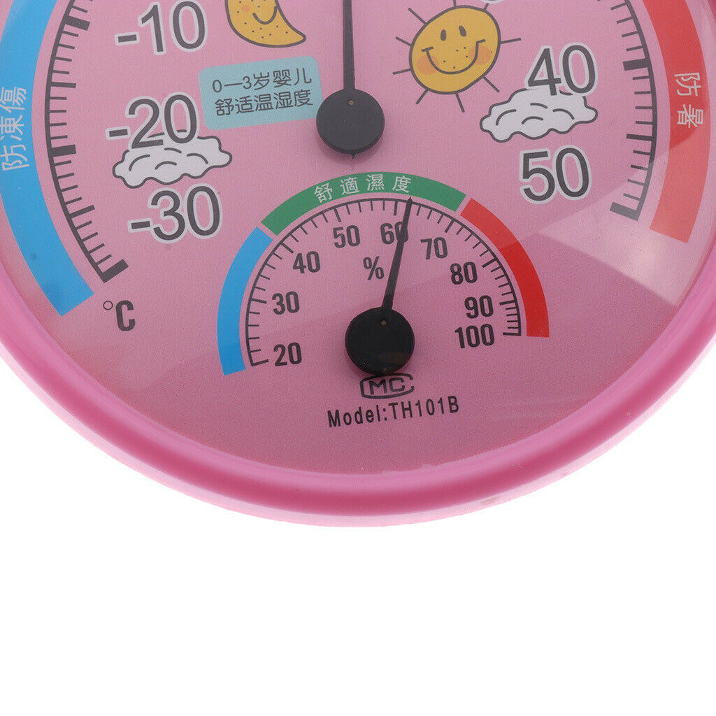 Indoor Outdoor Thermometer Temperature Meter Wet Hygrometer Humidity Pink
