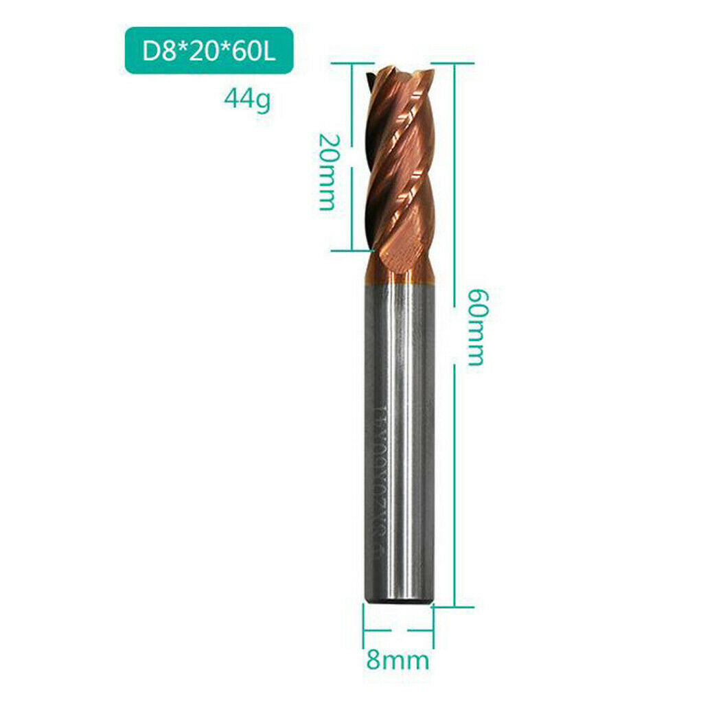 Tungsten Steel Aluminium Router Cutter Bit Tool Endmills Drill D:D8x20x60L