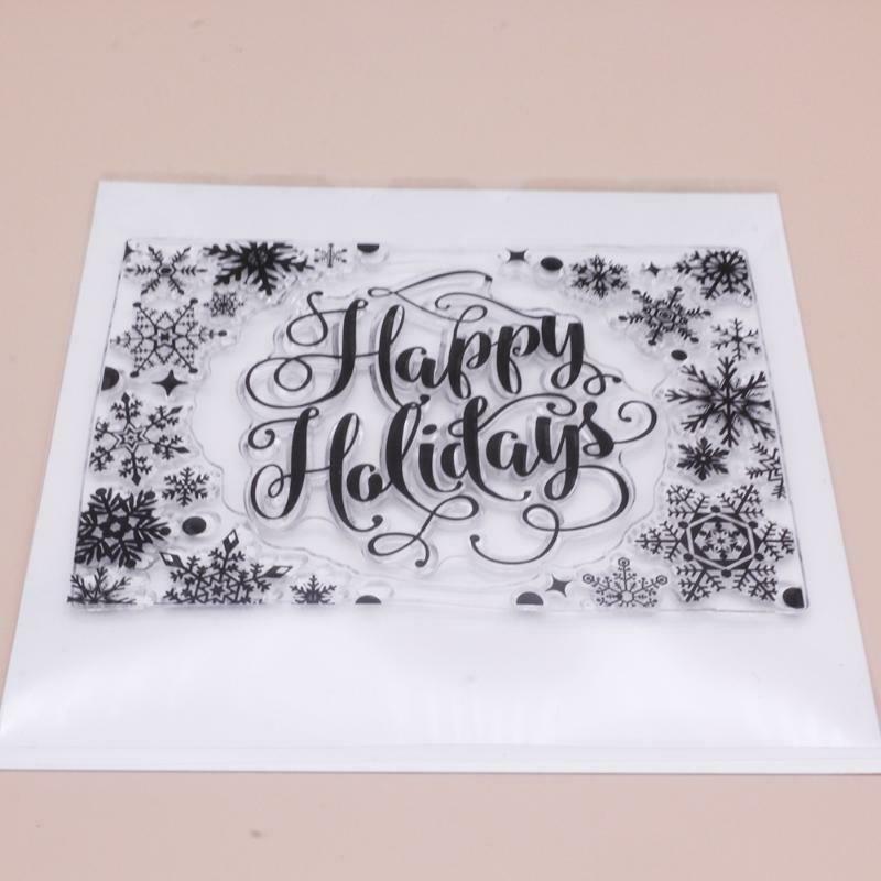 Happy Holidays Snowflake Silicone Clear Seal Stamp DIY Scrapbooking Embossing