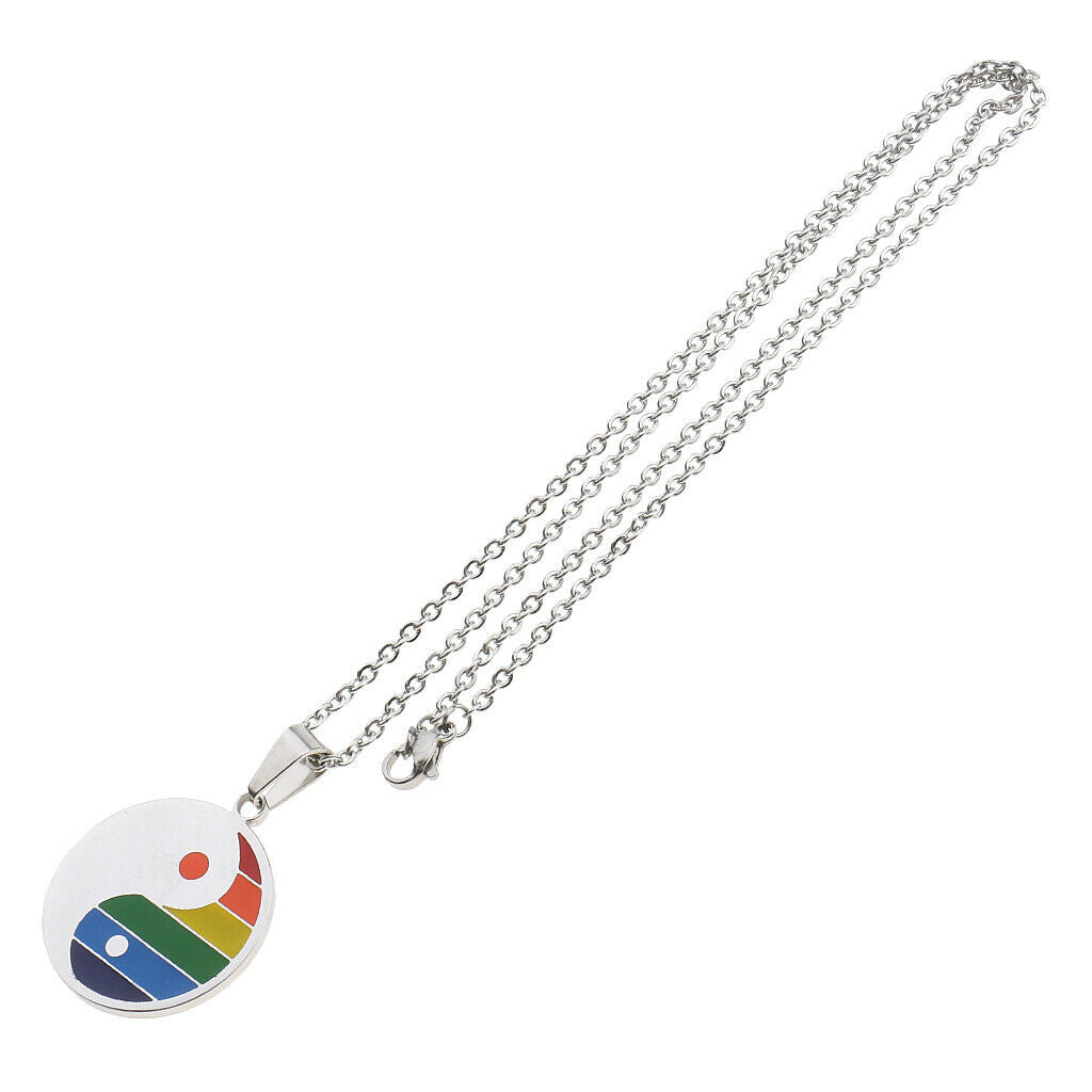 Rainbow PRIDE Stainless Steel Dog Tag Pendant Chain Necklace