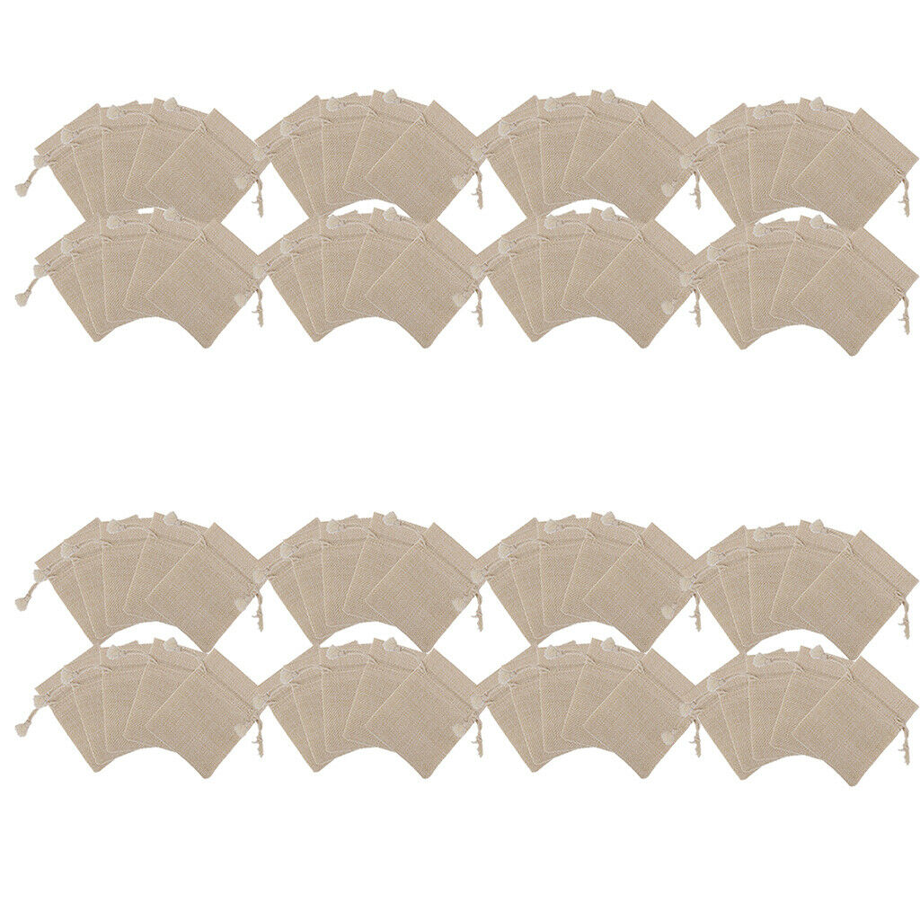 80 Pieces Linen Hessian Drawstring Sacks Pouch Gift Bag Rustic Wedding Favor