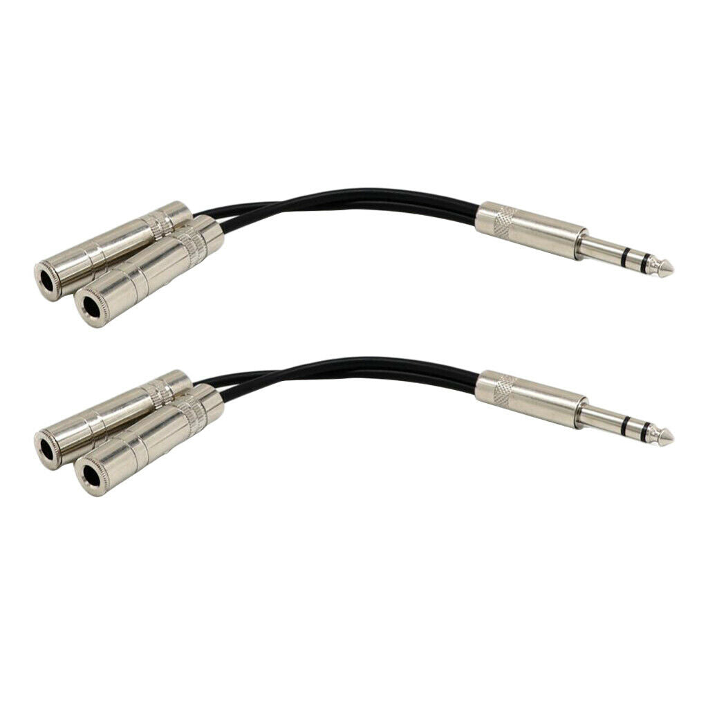 2x 8inch Long 1/4" Male to Dual 1/4" Female Audio Y Splitter Cable Connector