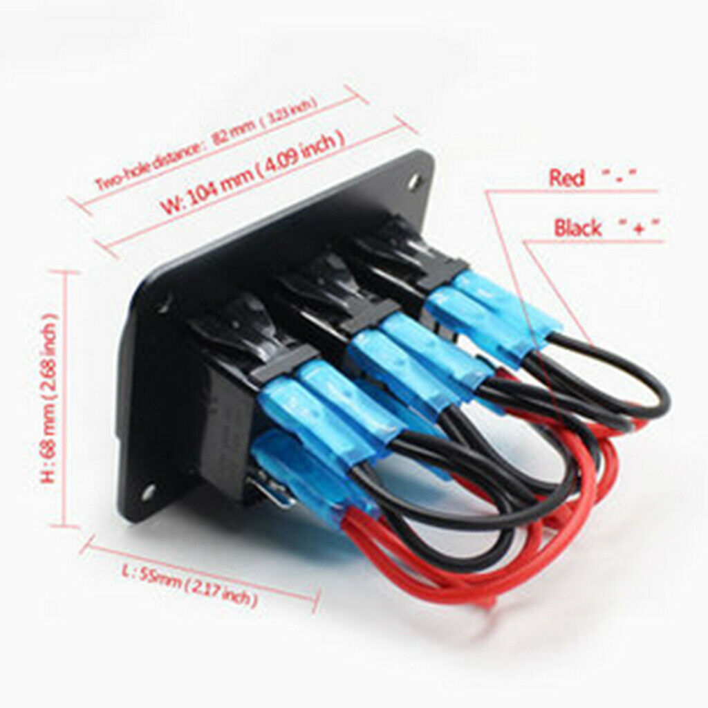 Switch 3 Button Panel Light Blue LED Boat Caravan