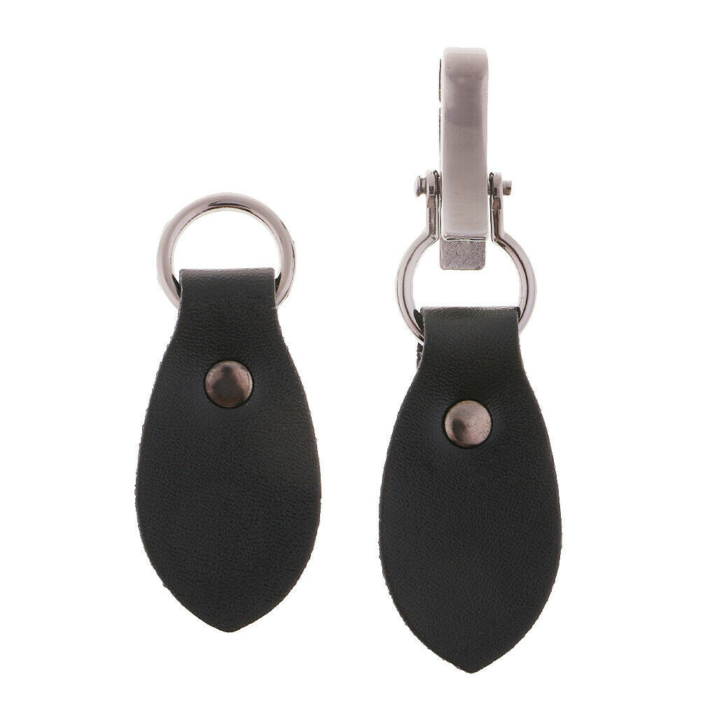 1 Pair Black PU Leather Horn Toggle Buttons with Metal Hooks Coat Duffle DIY