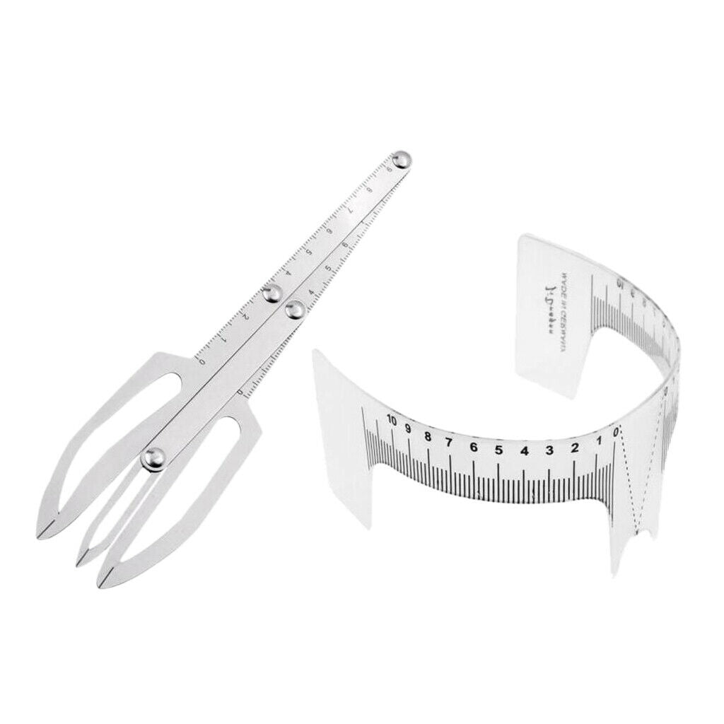 Stainless Calipers Eyebrow Microblading Ratio Measure Tool + Shaper Ruler
