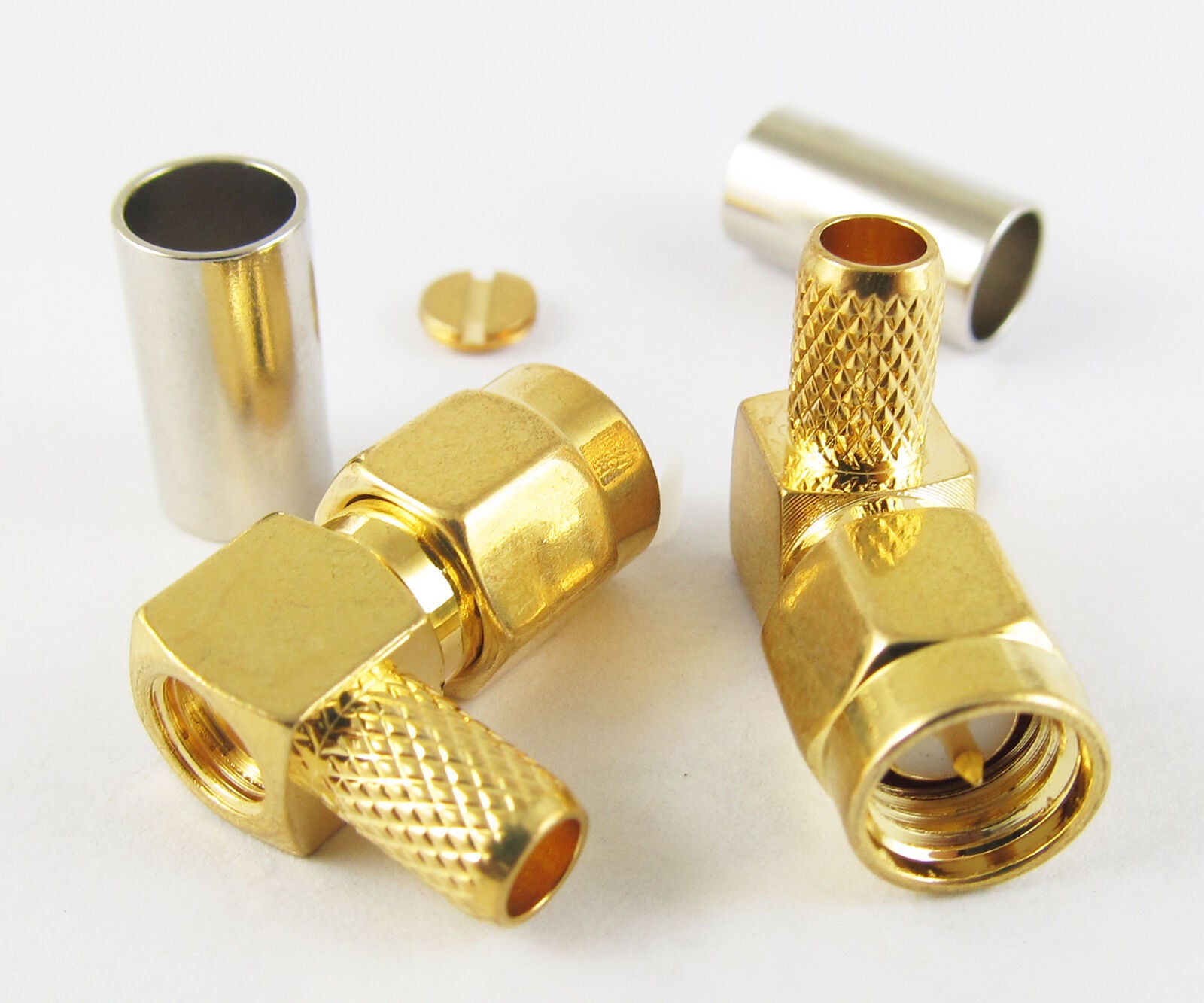 100set RF connector SMA Male Right Angle Crimp For RG58 RG142 RG400 LMR195 Cable