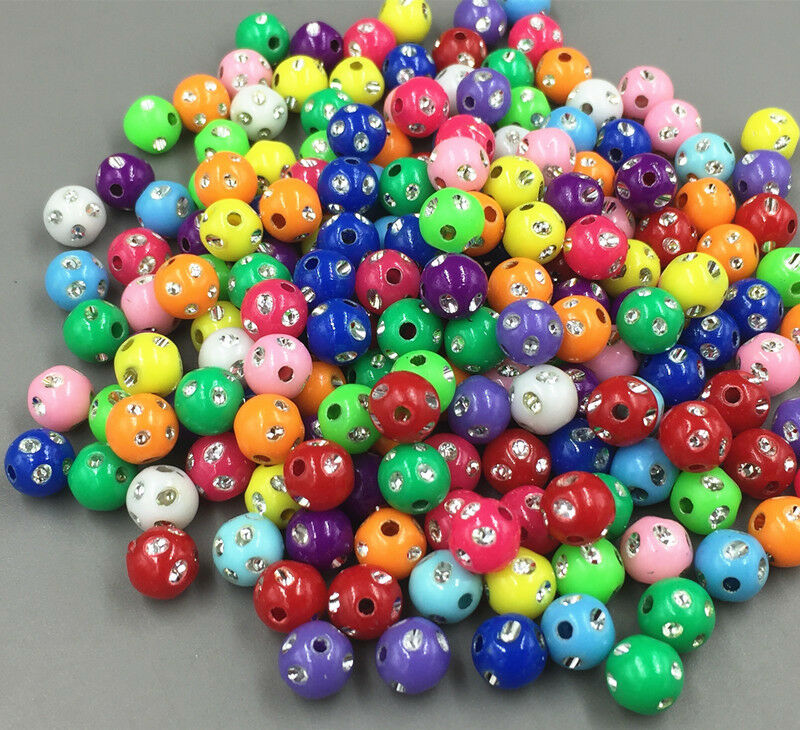400pcs Mixed color Round Acrylic Loose Beads crafts beads Beaded 8mm