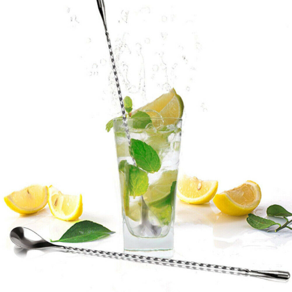 Stainless Steel Cocktail Drink Stirrer Twisted Mixing Spoon Kitchen Tableware