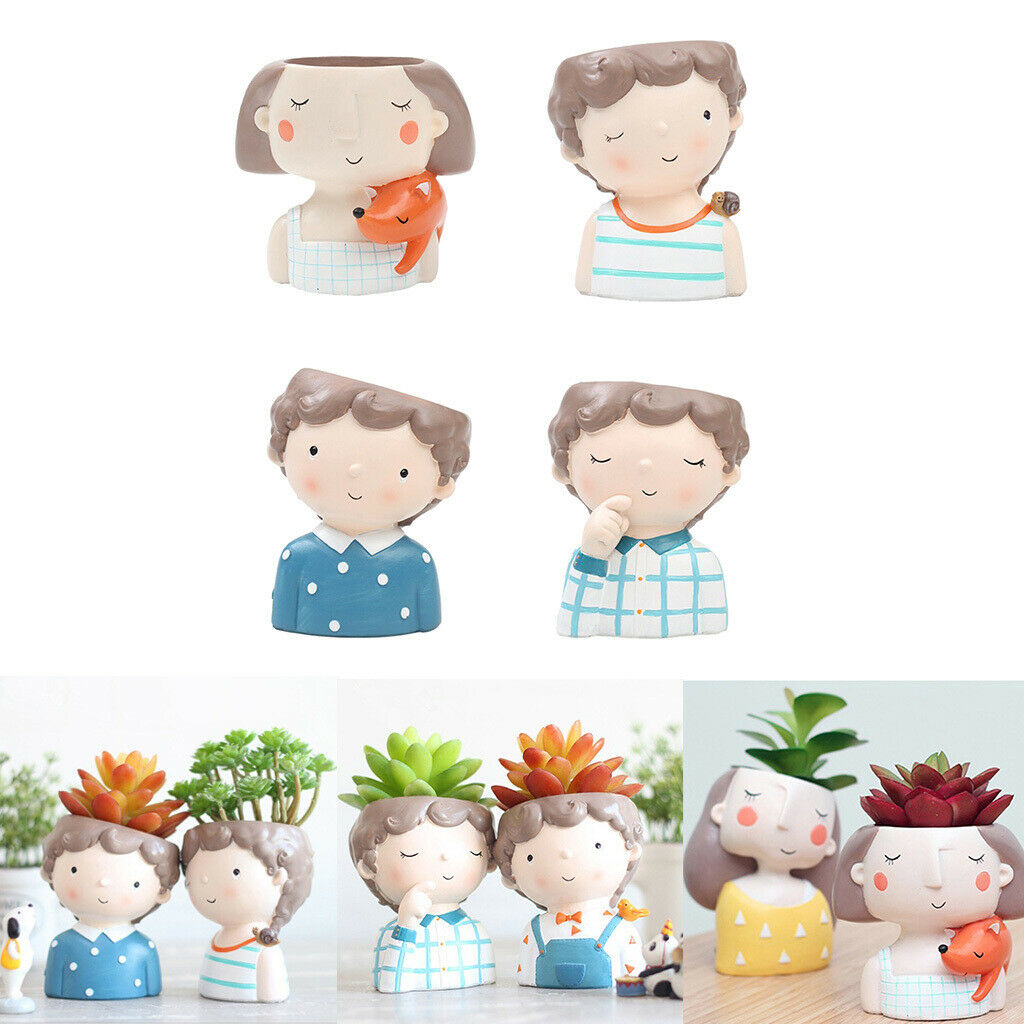 4pcs Garden Planter Succulent Plant Pot for Home Decor Cafe 9.5x7.5x9cm