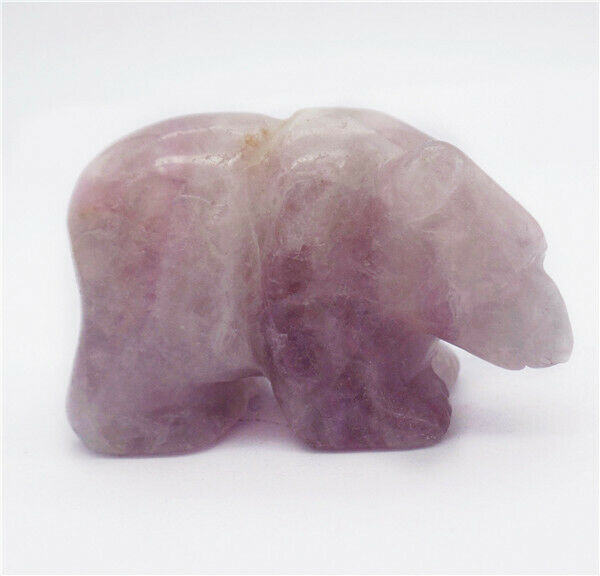 48x31x24mm Natural Purple Amethyst Carved Bear Decoration Statue Decor HH7733