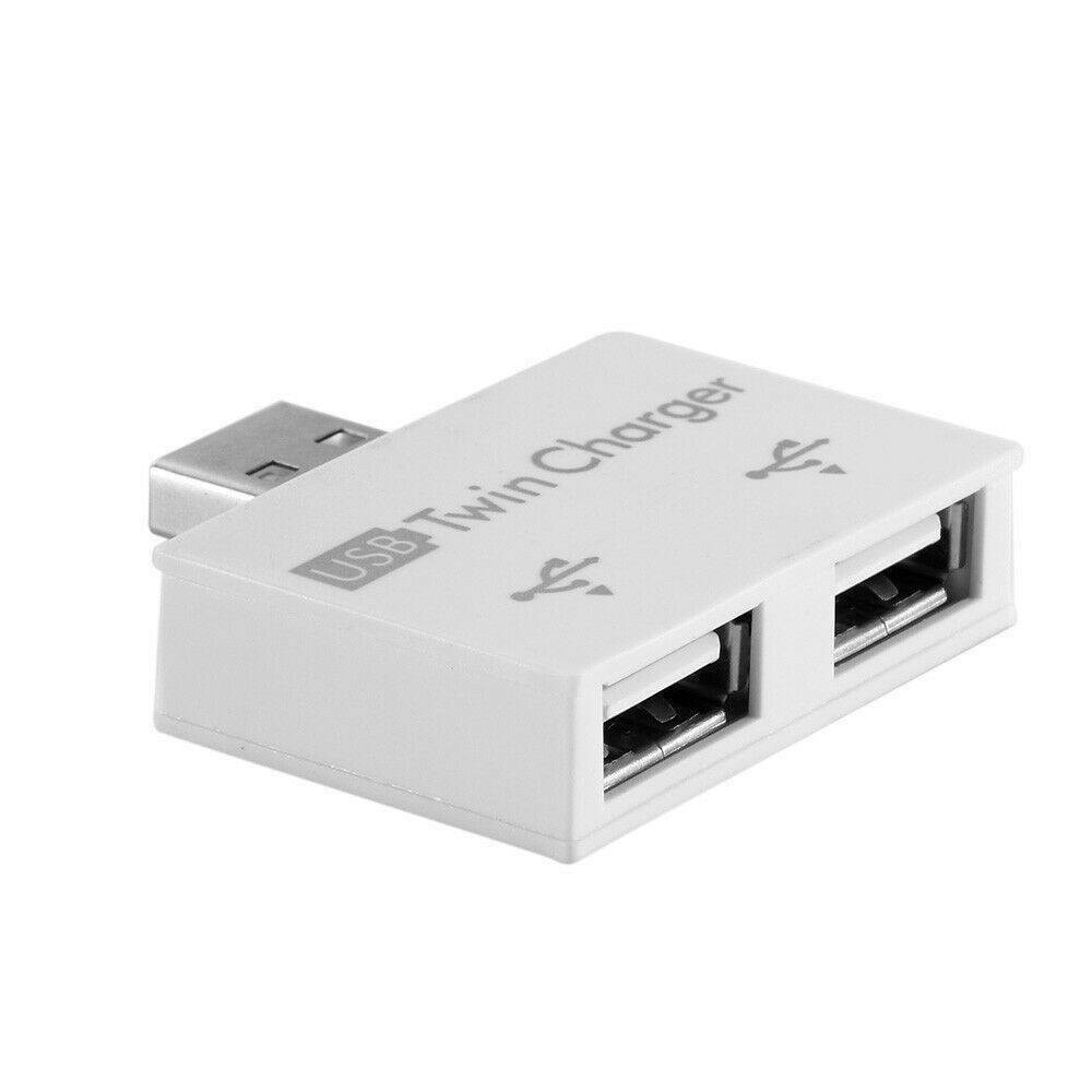 External 2 Port USB Splitter USB HUB Micro USB Power Port Multi-port Adapter NEW