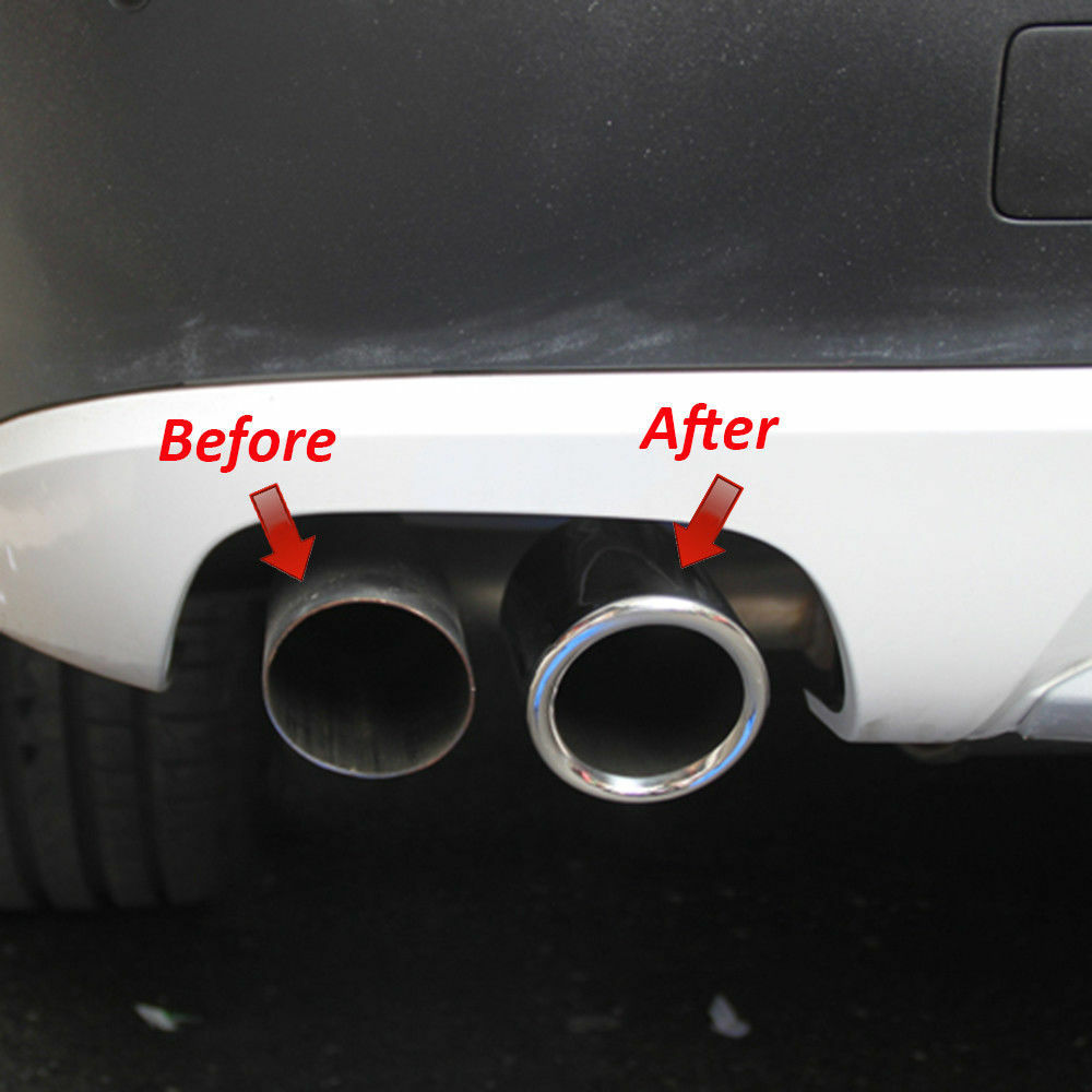 2x Rear Stainless Exhaust Tail Pipe Tip Muffler End Trim For A3 8P 09 10 11 2012