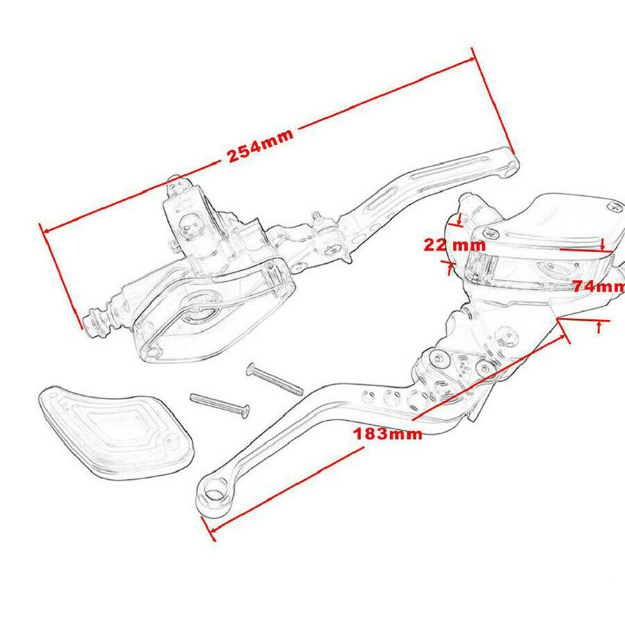 Red 7/8" 22mm Handlebar Control Brake Master Cylinder Hydraulic Clutch Lever