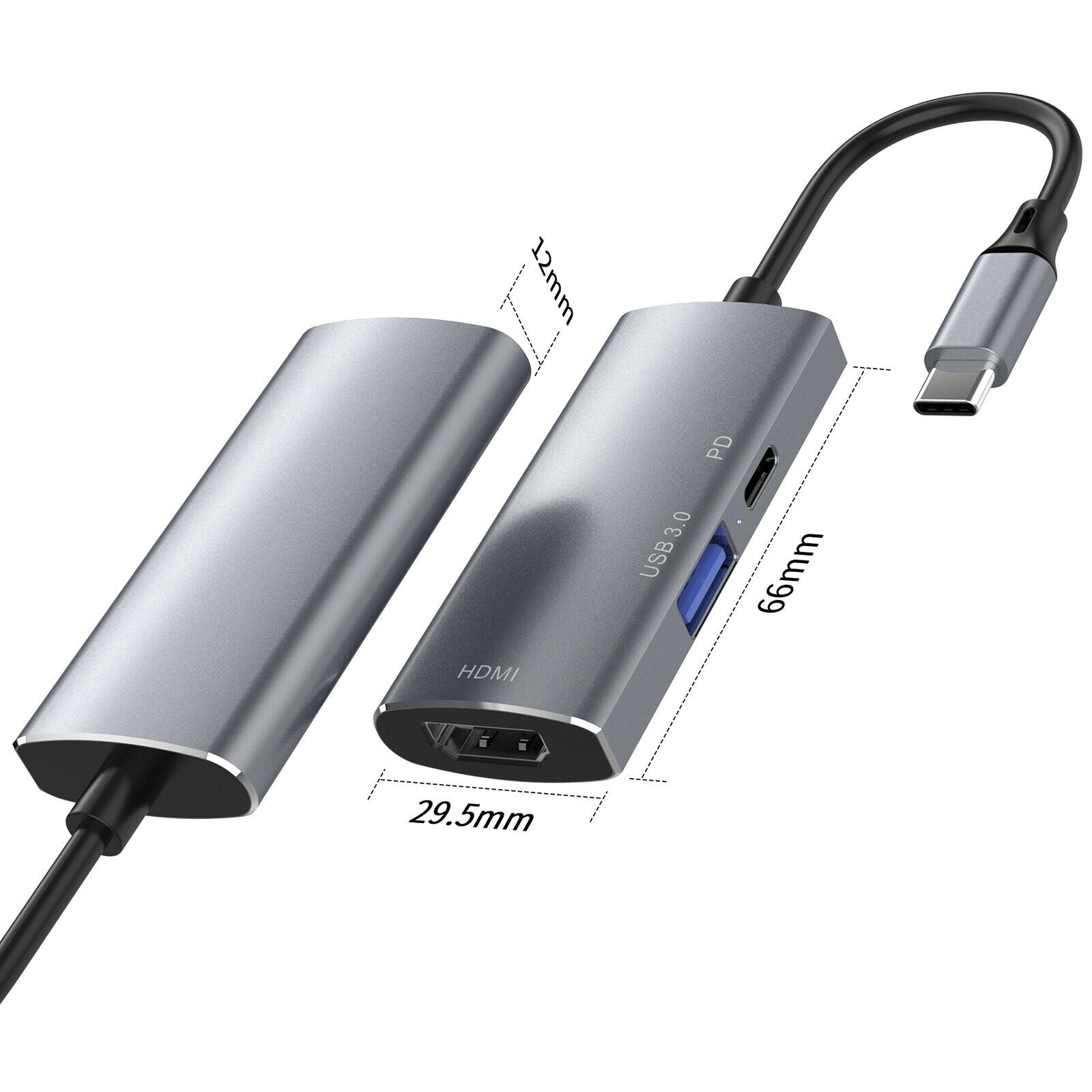 USB C Hub Adapter Max 100W PD Charger for MacBook Pro Tablet Projector Grey