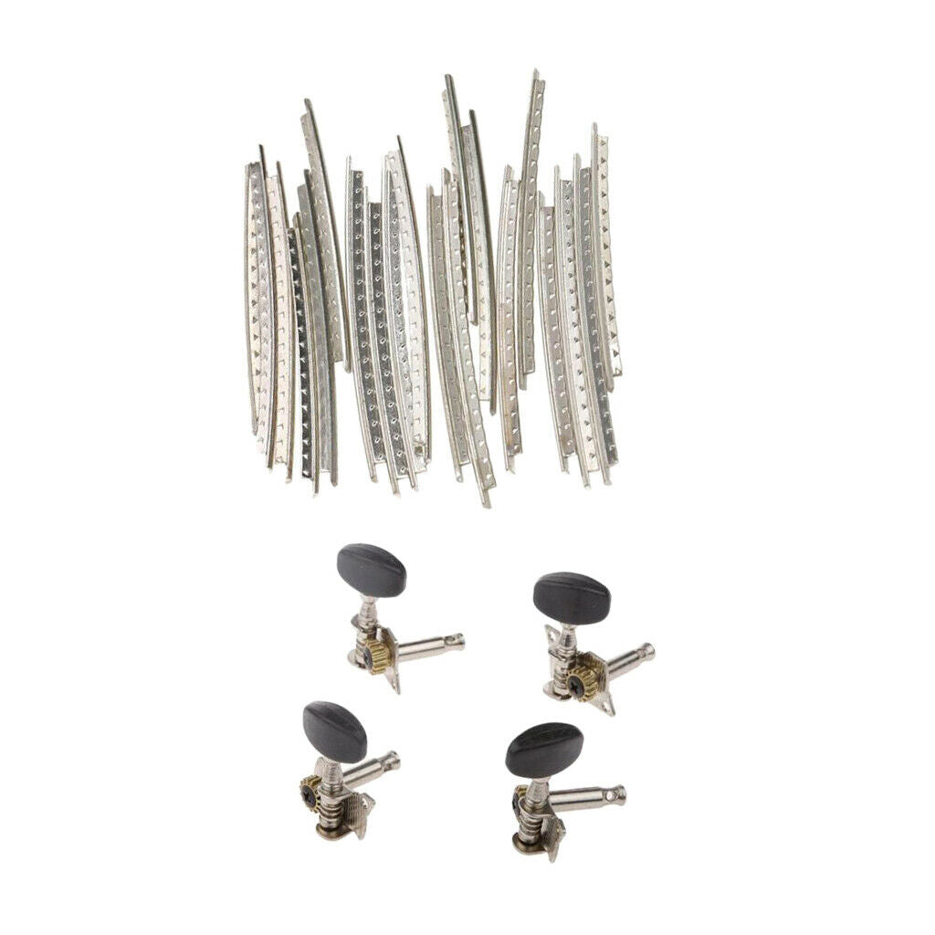 20Pcs Cupronickel Ukulele Fretwires with 4pcs 2R2L Metal Ukulele Tuning Keys 4