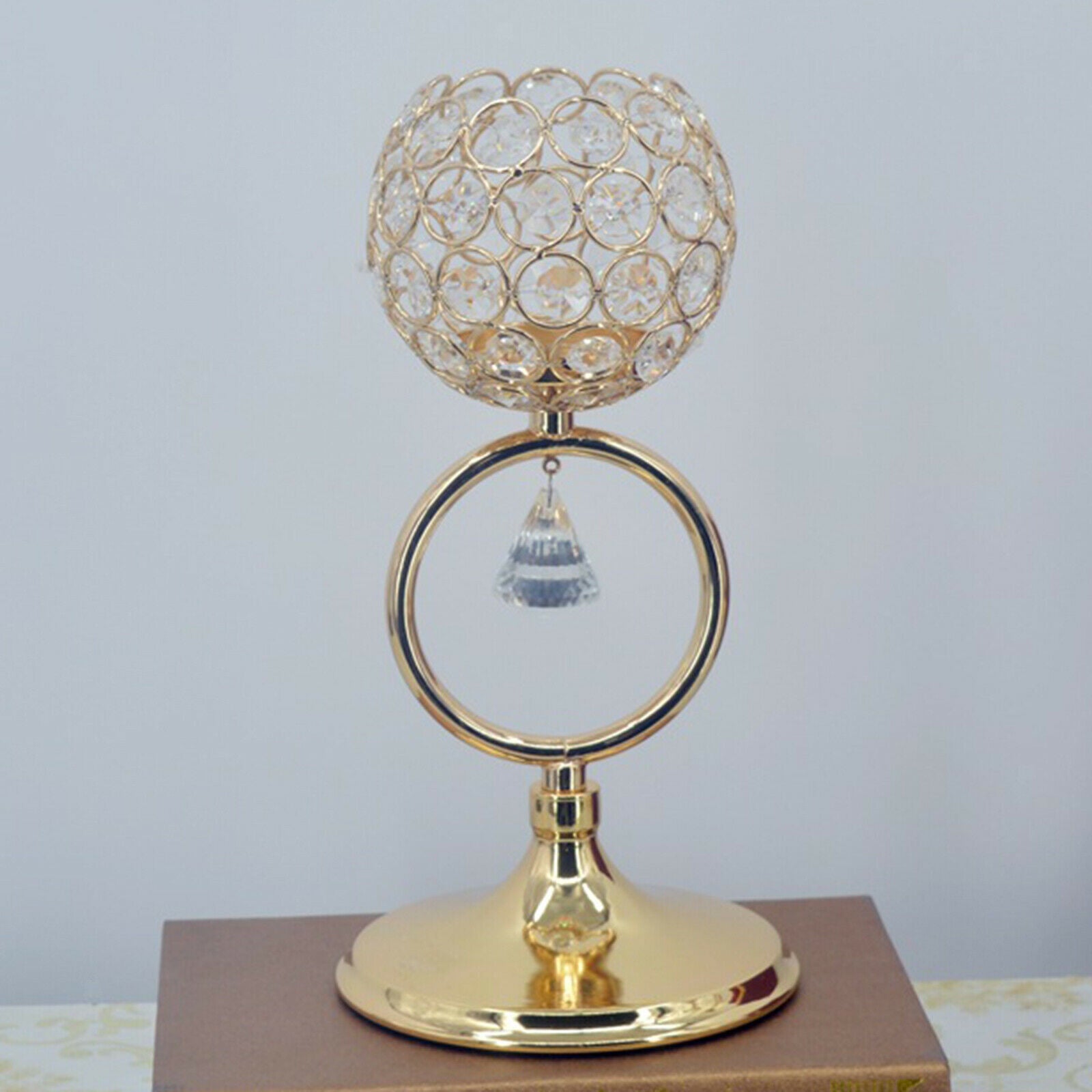 Modern Crystal Tea Light Candle Holder Pillar Candlestick for Home Decor