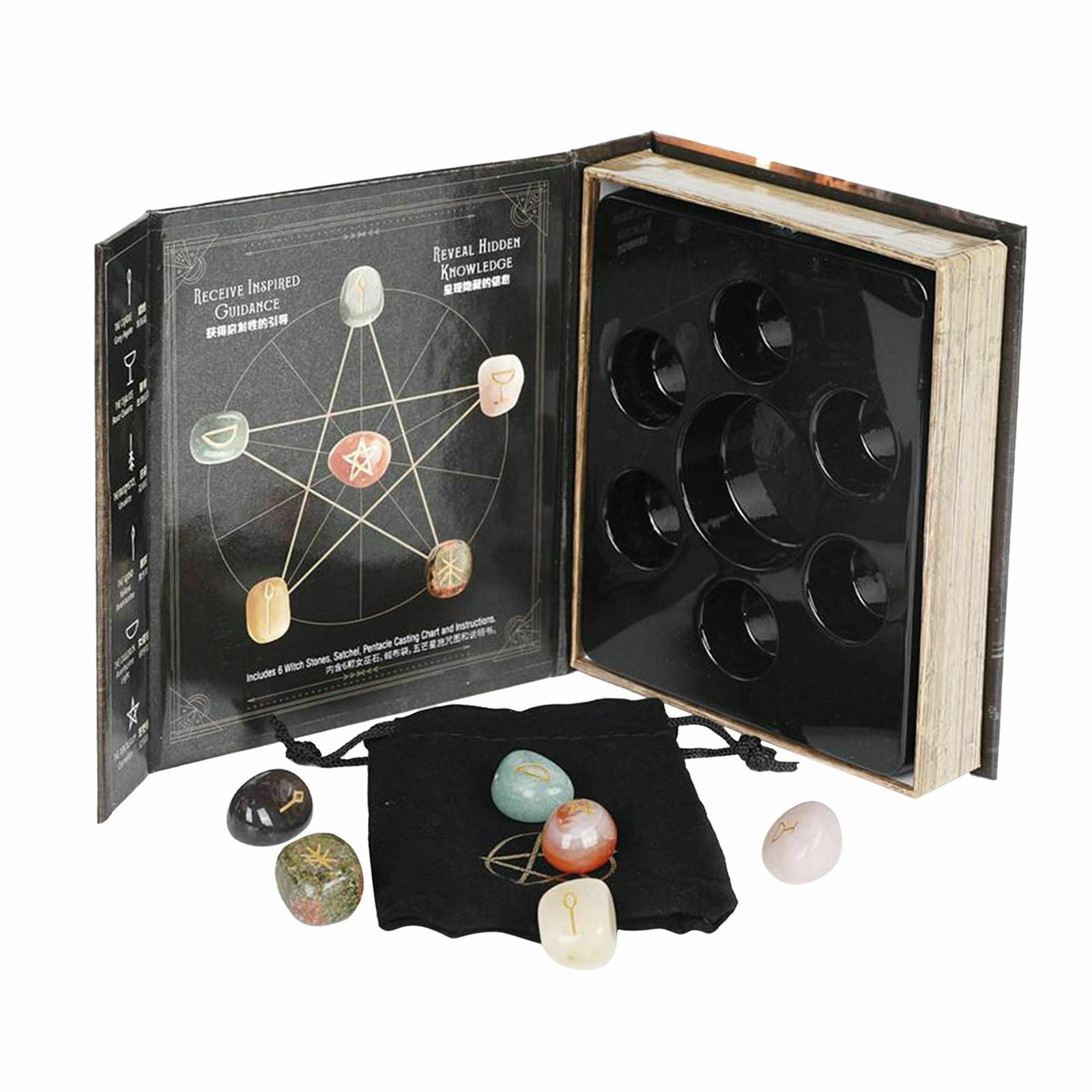 6xChakra Stones Symbols Polished Stone Divination Meditation Yoga Home Decor